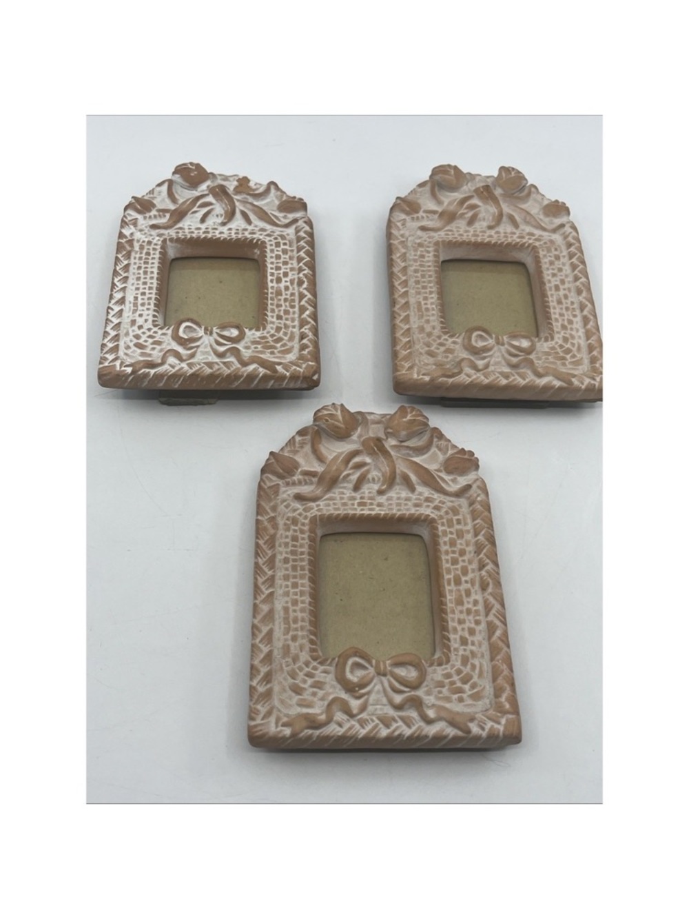 Decorative Beige Ceramic Picture Frame Trio - Brand Unspecified
